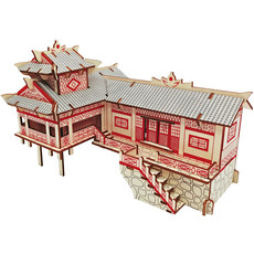 馨联  3D实木立体拼图中国世界古建筑彩色木质DIY木制拼图 湘西吊脚楼