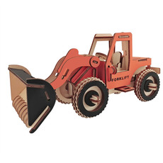 馨联交通工具3D立体拼图 木质模型木制激光切工程铲车