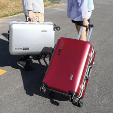 袋鼠时尚行李箱PC铝框旅行箱男拉杆箱万向轮女学生韩版小清新箱子