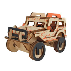 馨联 木质3D立体拼图儿童DIY手工创意积木制益智力玩具男孩汽车子模型