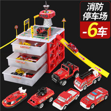 玩具汽车儿童停车场合金工程玩具车警车巴士模型迷你跑车小车套装
